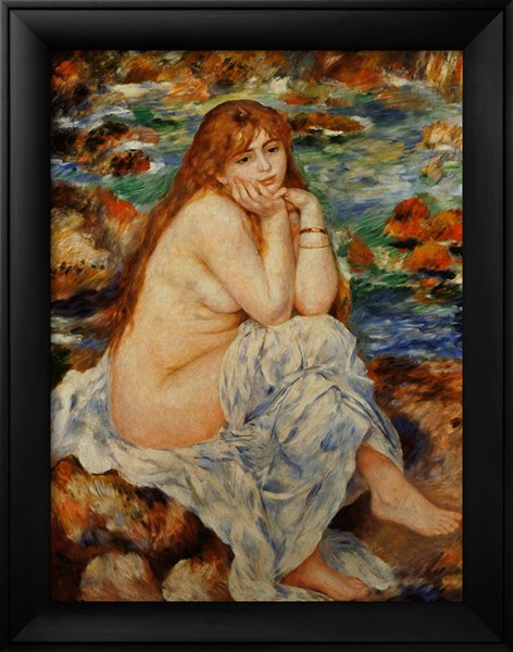Bather Seated on a Sand Bank - Pierre Auguste Renoir Painting
